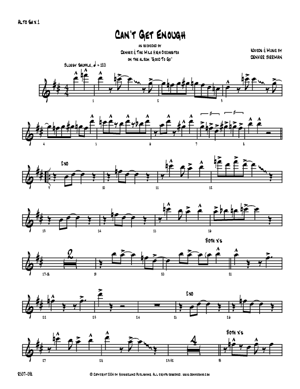Can't Get Enough Alto Sax 1/2 (Denver Bierman)