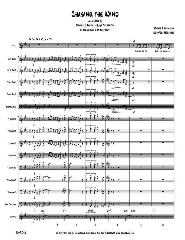 Chasing The Wind Conductor's Score (Denver Bierman)
