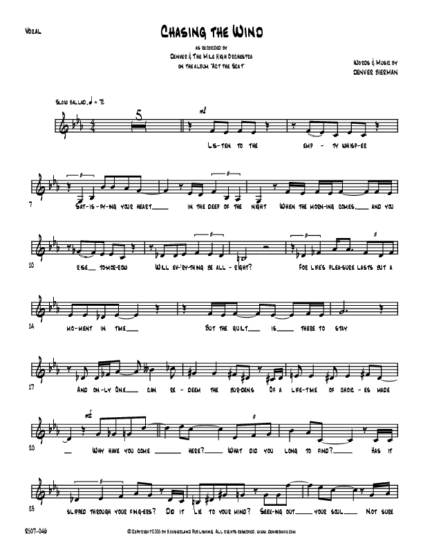Chasing The Wind Lead Sheet (Denver Bierman)