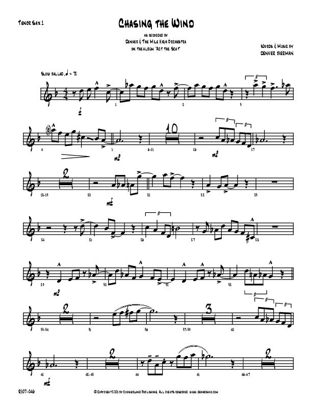 Chasing The Wind Tenor Sax 1/2 (Denver Bierman)