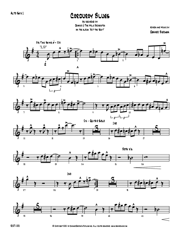 Corduroy Blues Alto Sax 1/2 (Denver Bierman)