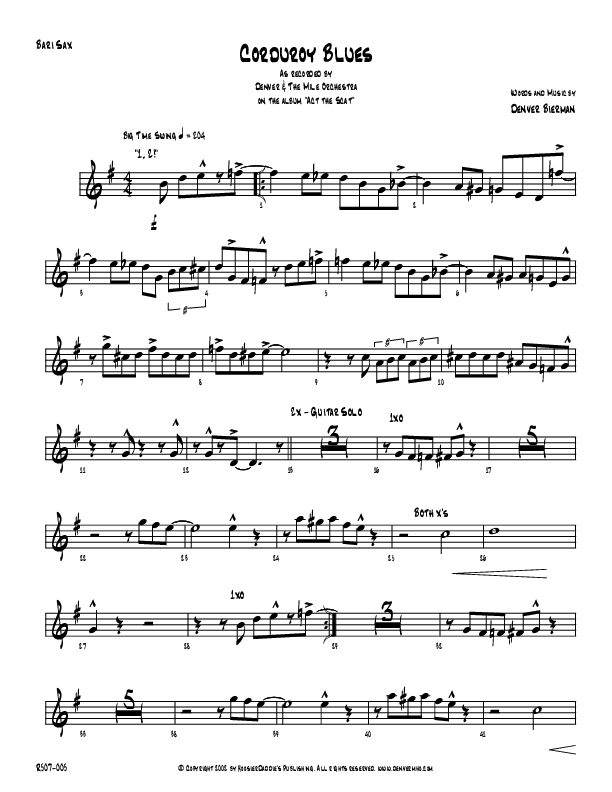 Corduroy Blues Bari Sax (Denver Bierman)