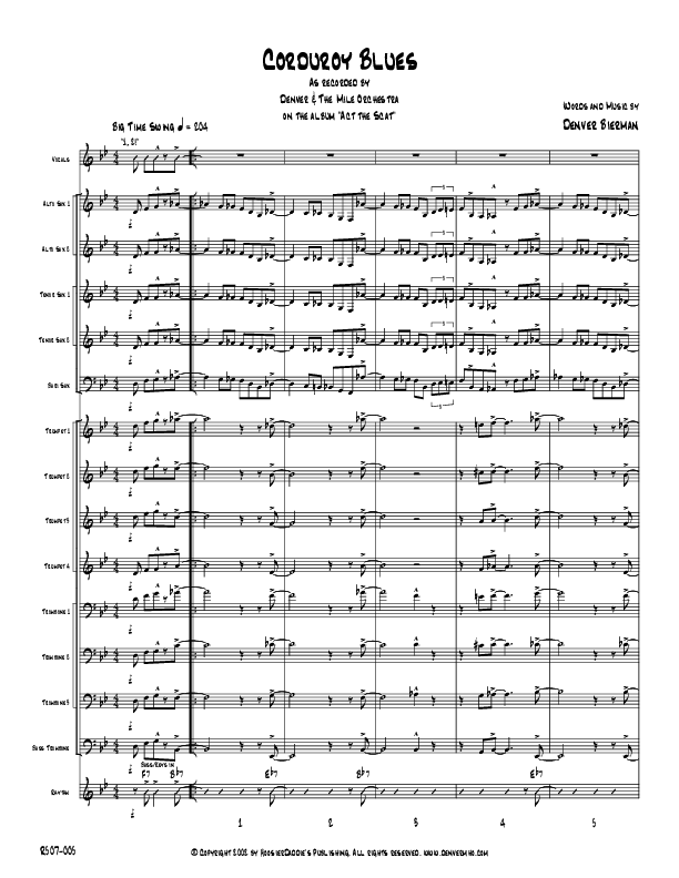 Corduroy Blues Conductor's Score (Denver Bierman)