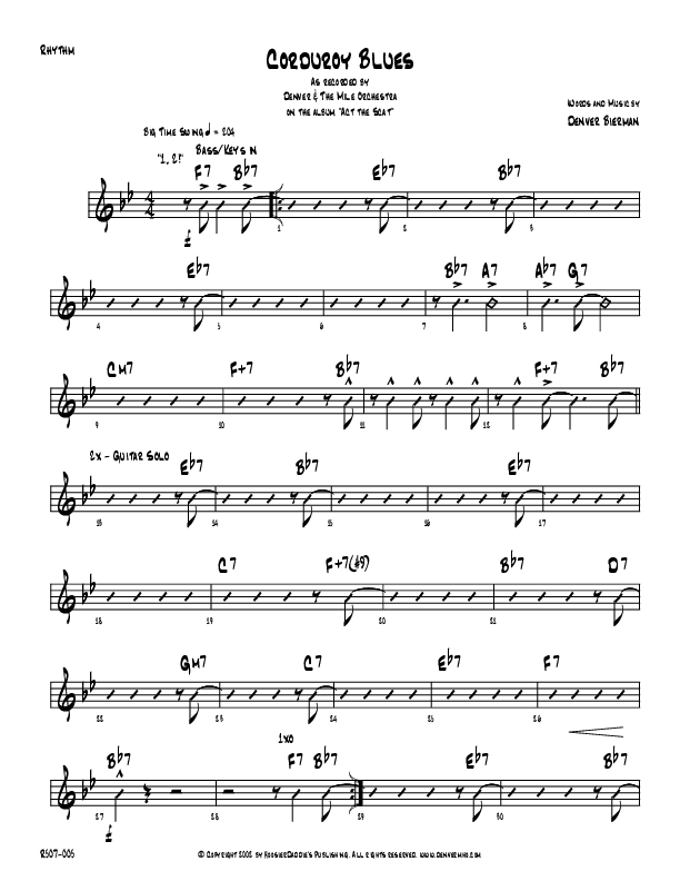Corduroy Blues Rhythm Chart (Denver Bierman)