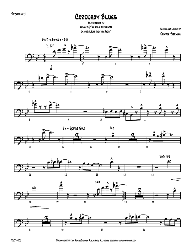 Corduroy Blues Trombone 1 (Denver Bierman)