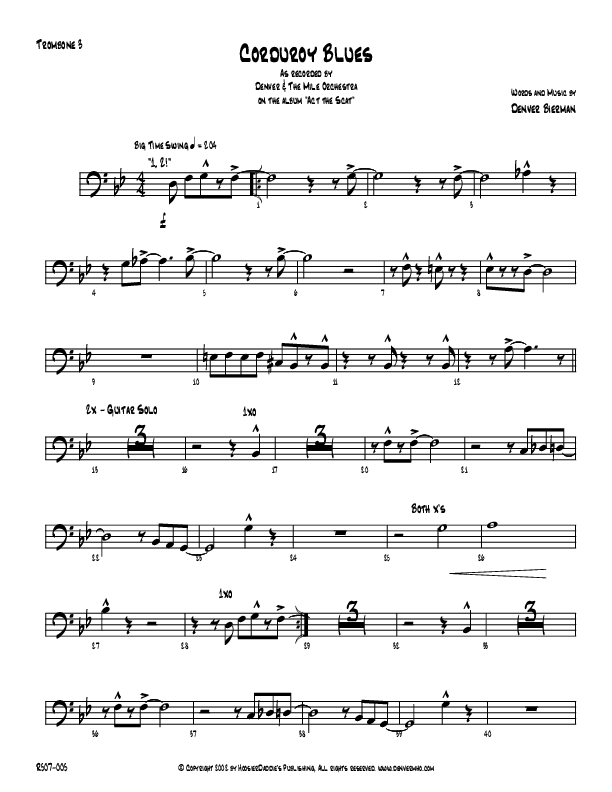 Corduroy Blues Trombone 3 (Denver Bierman)
