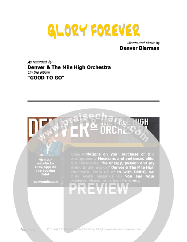 Glory Forever Cover Sheet (Denver Bierman)