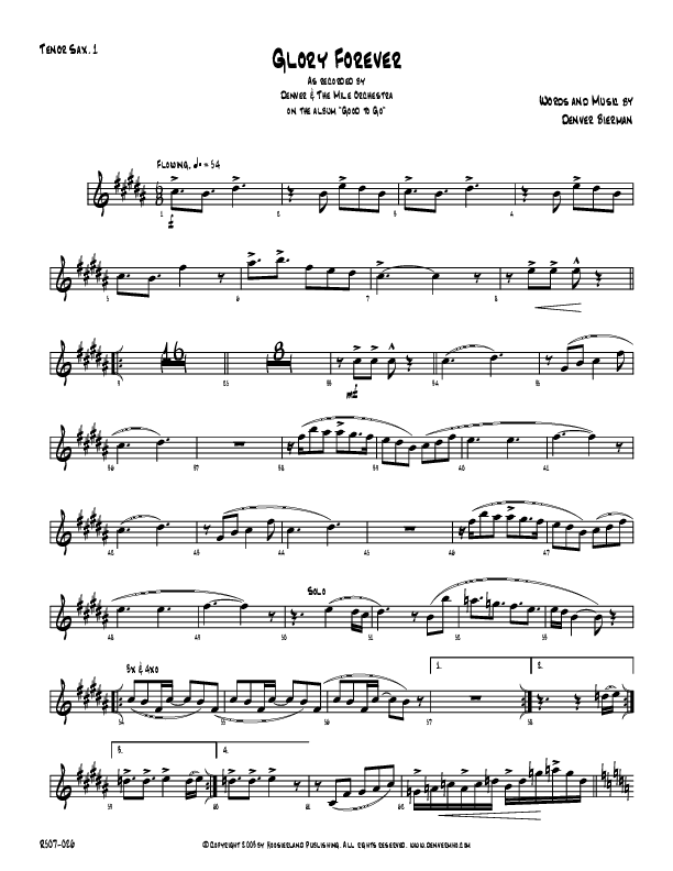 Glory Forever Tenor Sax 1/2 (Denver Bierman)