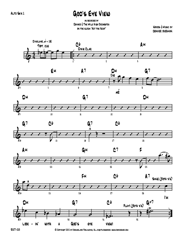 God's Eye View Alto Sax 1/2 (Denver Bierman)
