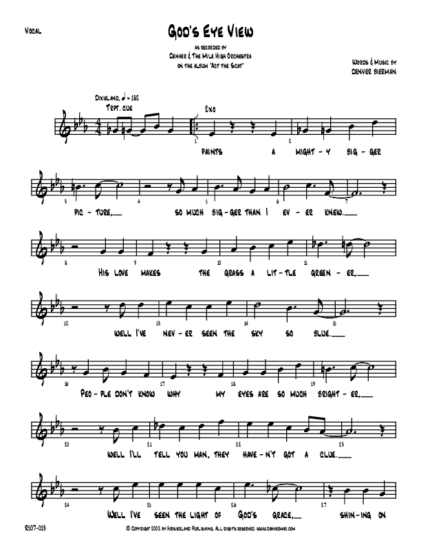 God's Eye View Lead Sheet (Denver Bierman)