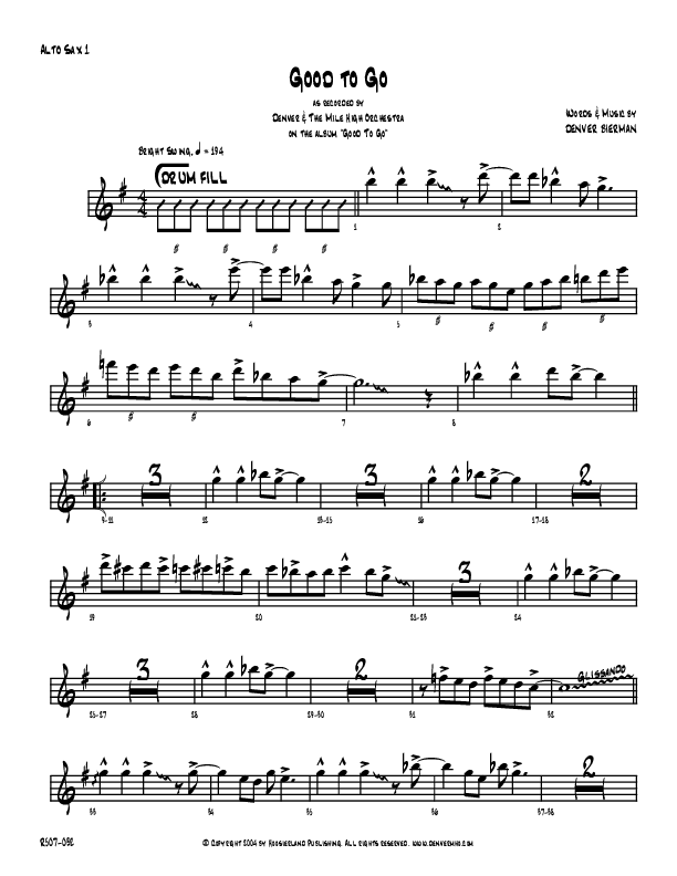 Good To Go Alto Sax 1/2 (Denver Bierman)
