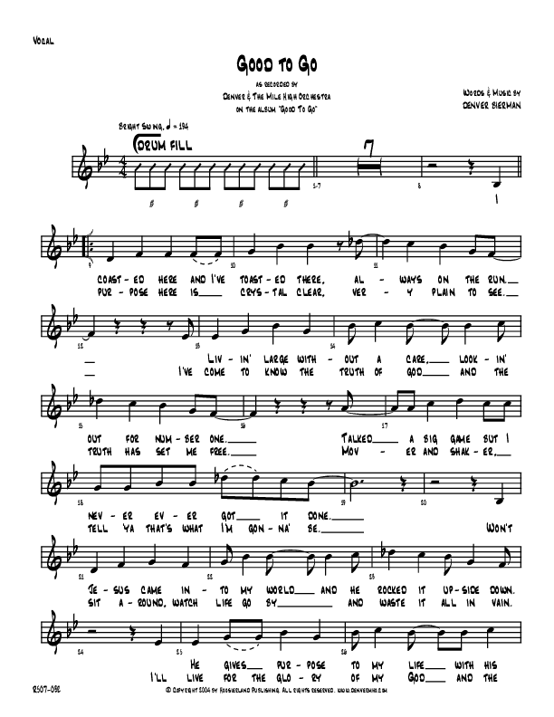 Good To Go Lead Sheet (Denver Bierman)