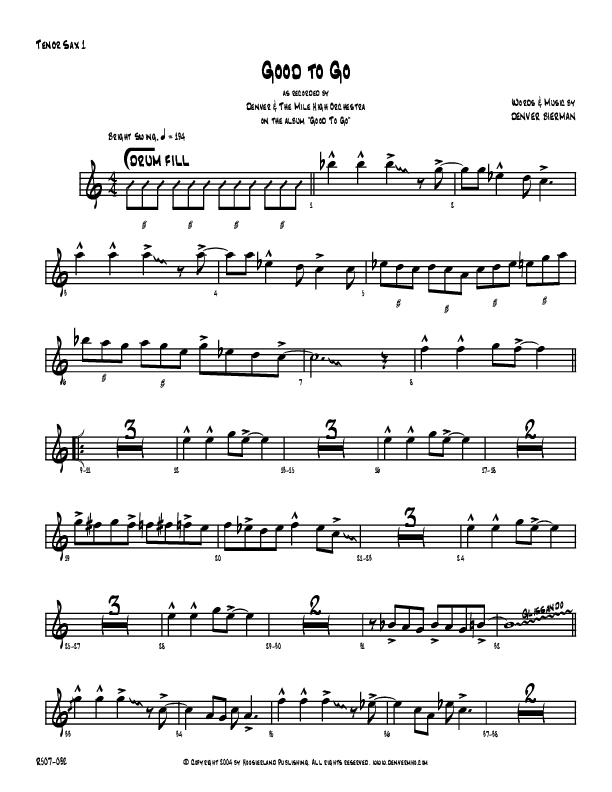 Good To Go Tenor Sax 1/2 (Denver Bierman)