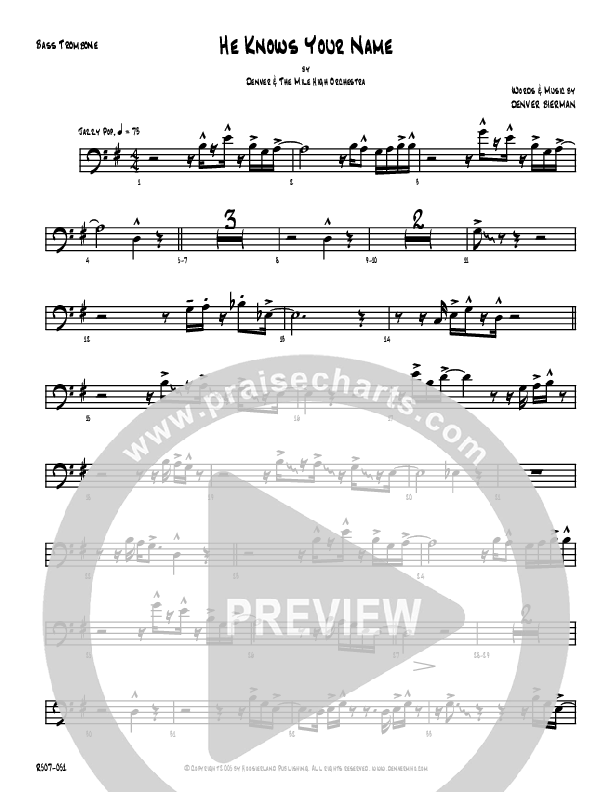 He Knows Your Name Bass Trombone (Denver Bierman)