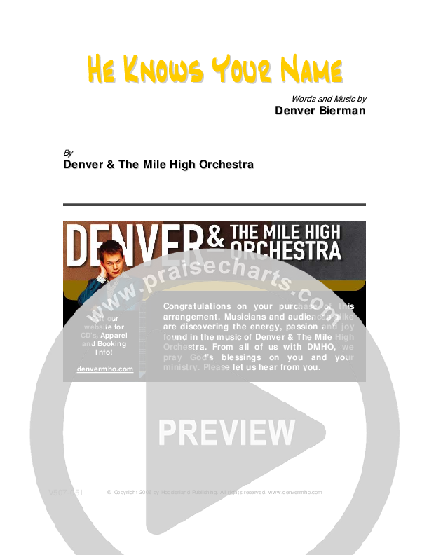 He Knows Your Name Cover Sheet (Denver Bierman)