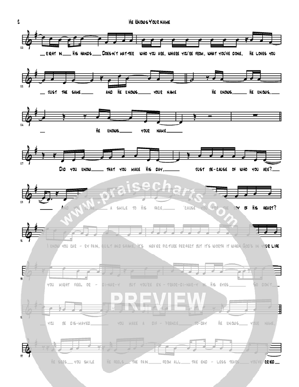He Knows Your Name Lead Sheet (Denver Bierman)
