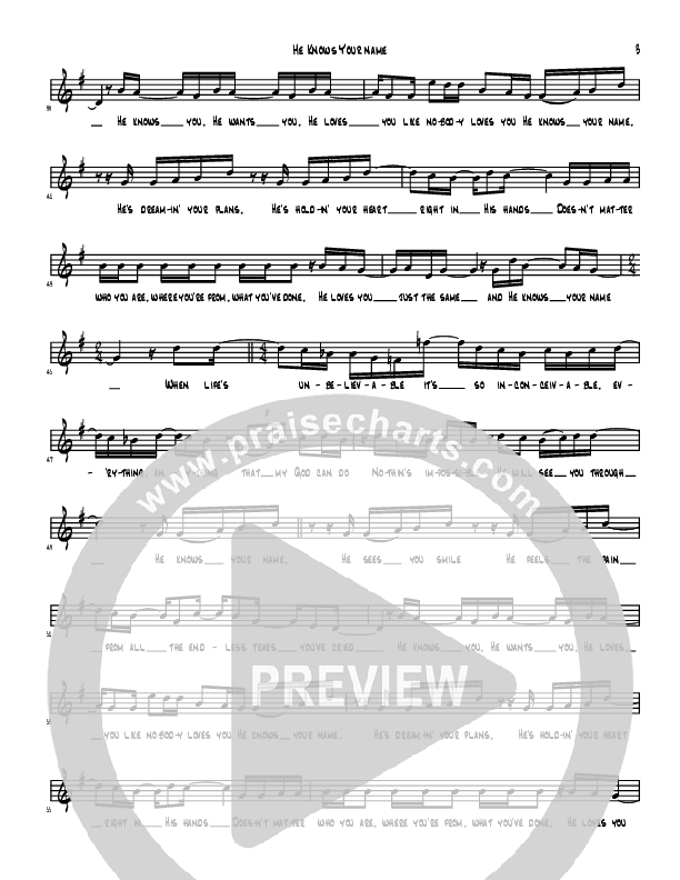 He Knows Your Name Lead Sheet (Denver Bierman)