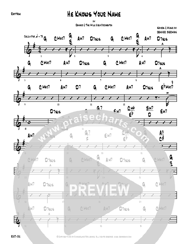 He Knows Your Name Rhythm Chart (Denver Bierman)