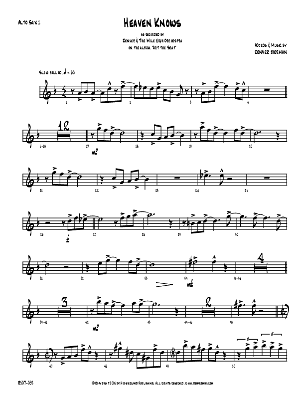 Heaven Knows Alto Sax 1/2 (Denver Bierman)