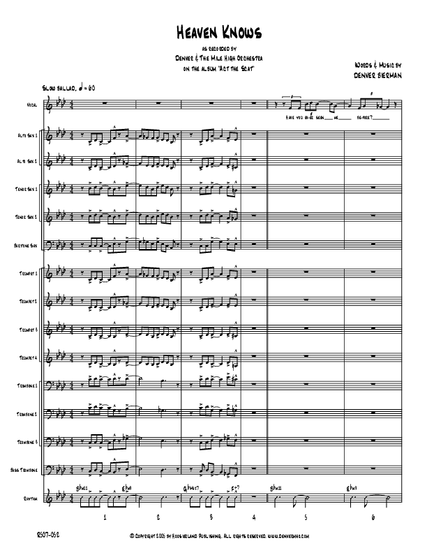 Heaven Knows Conductor's Score (Denver Bierman)