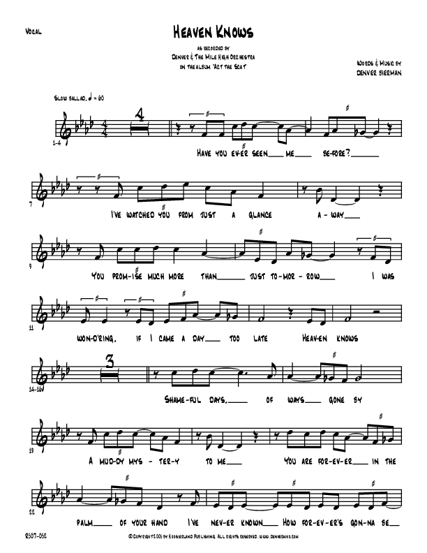 Heaven Knows Lead Sheet (Denver Bierman)