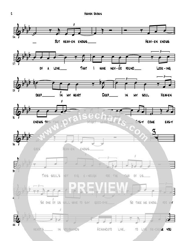 Heaven Knows Lead Sheet (Denver Bierman)
