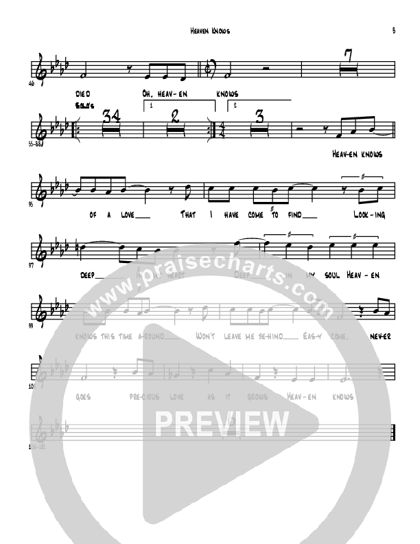 Heaven Knows Lead Sheet (Denver Bierman)