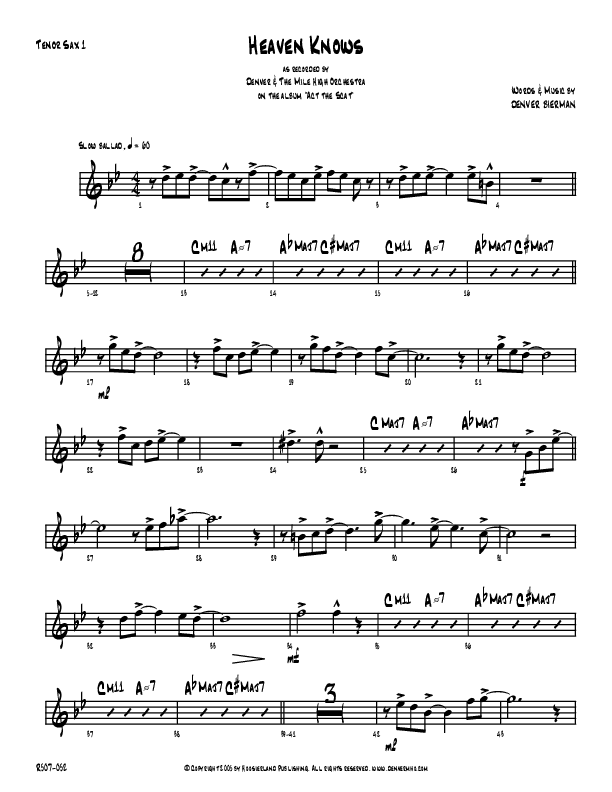 Heaven Knows Tenor Sax 1/2 (Denver Bierman)