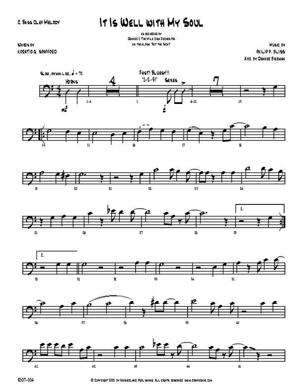 It Is Well With My Soul C Bass Clef Melody (Denver Bierman)