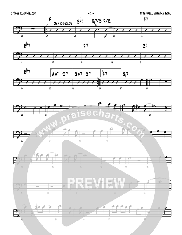 It Is Well With My Soul C Bass Clef Melody (Denver Bierman)