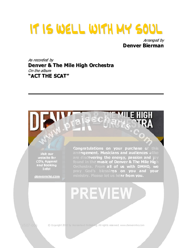 It Is Well With My Soul Cover Sheet (Denver Bierman)