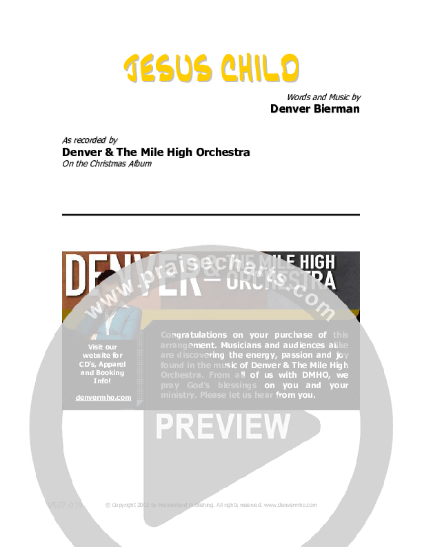 Jesus Child Cover Sheet (Denver Bierman)