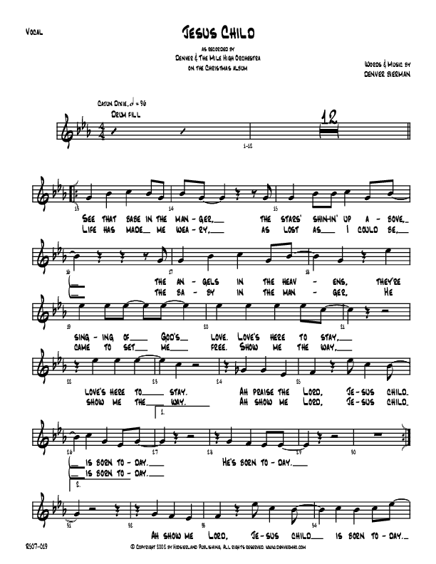 Jesus Child Lead Sheet (Denver Bierman)
