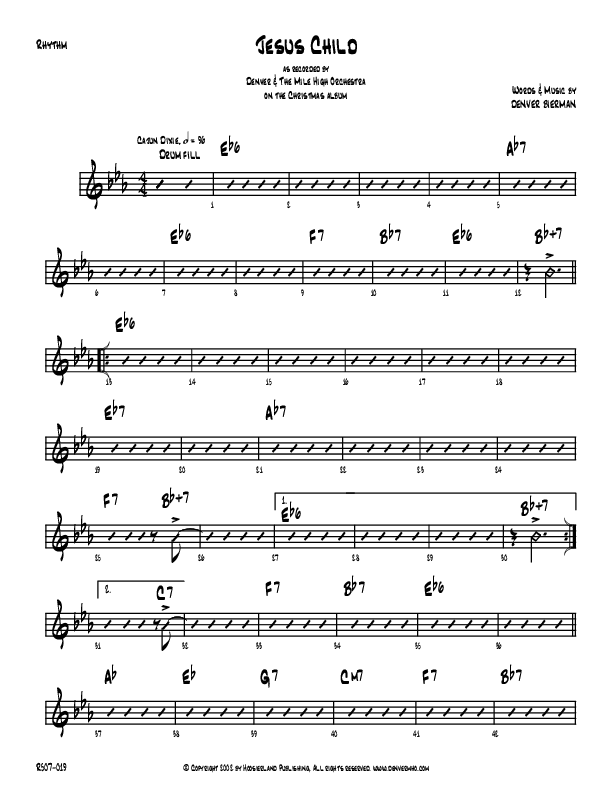 Jesus Child Rhythm Chart (Denver Bierman)