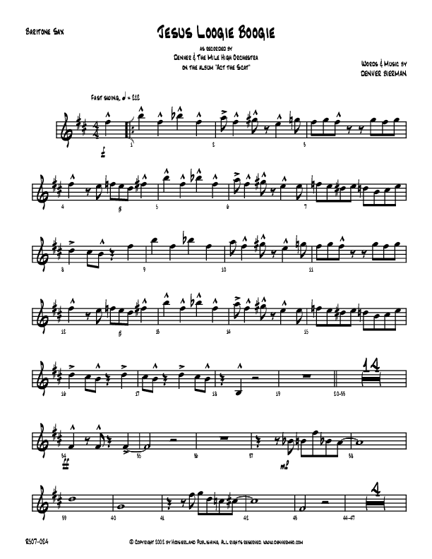 Jesus Loogie Boogie Bari Sax (Denver Bierman)