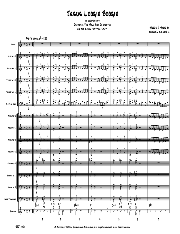 Jesus Loogie Boogie Conductor's Score (Denver Bierman)