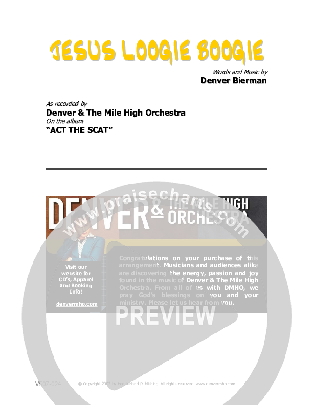Jesus Loogie Boogie Cover Sheet (Denver Bierman)