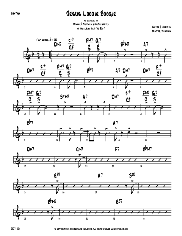 Jesus Loogie Boogie Rhythm Chart (Denver Bierman)