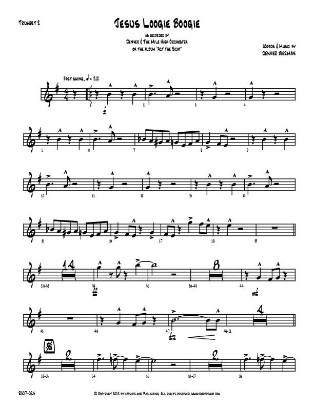 Jesus Loogie Boogie Trumpet 2 (Denver Bierman)