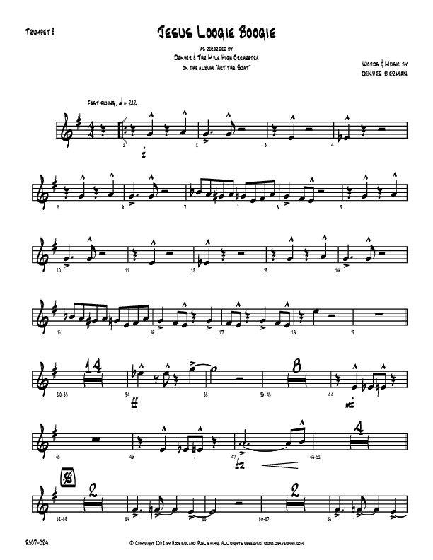 Jesus Loogie Boogie Trumpet 3 (Denver Bierman)