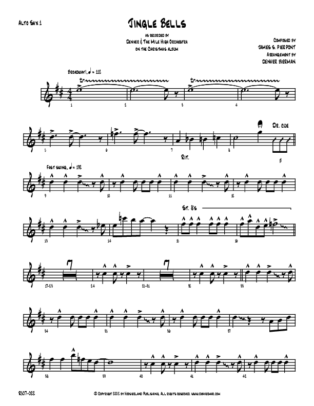 Jingle Bells Alto Sax 1/2 (Denver Bierman)