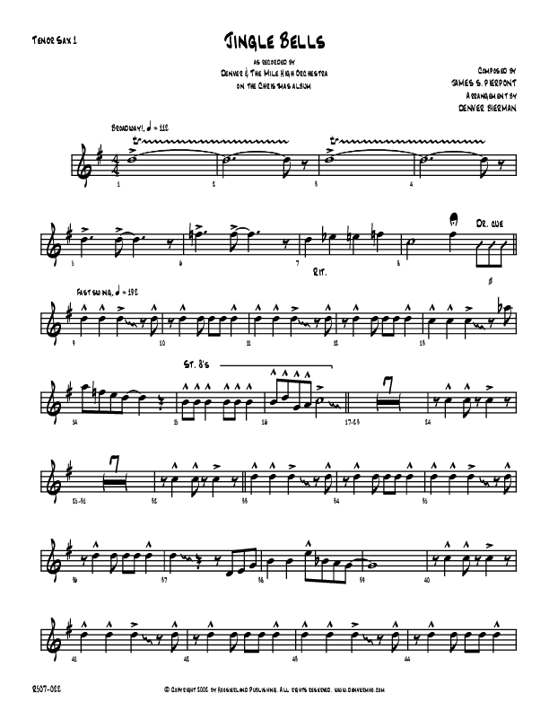 Jingle Bells Tenor Sax Sheet Music PDF (Denver Bierman) - PraiseCharts