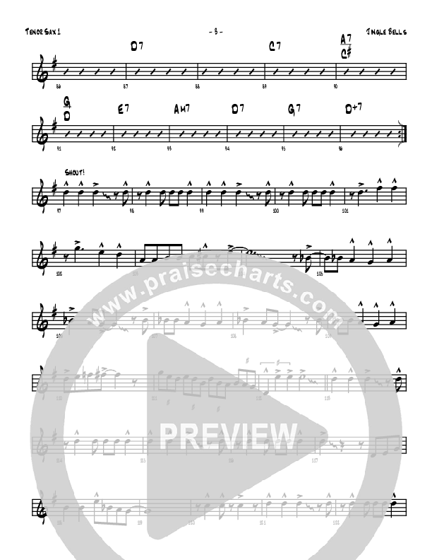 Jingle Bells Tenor Sax Sheet Music PDF (Denver Bierman) - PraiseCharts