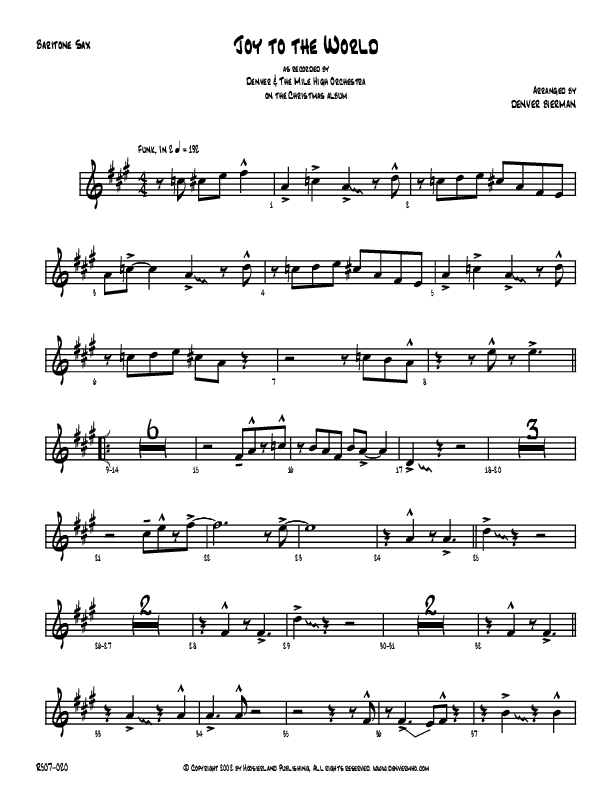 Joy To The World Bari Sax (Denver Bierman)