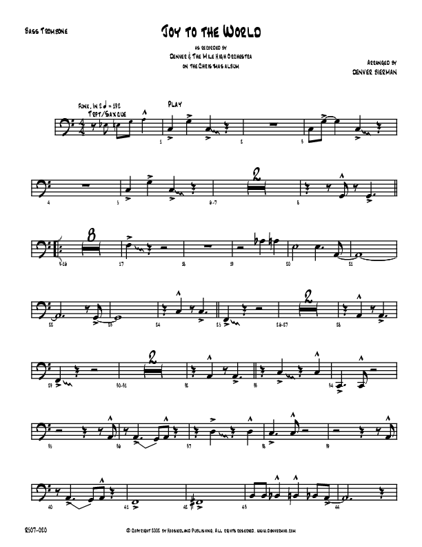 Joy To The World Bass Trombone (Denver Bierman)