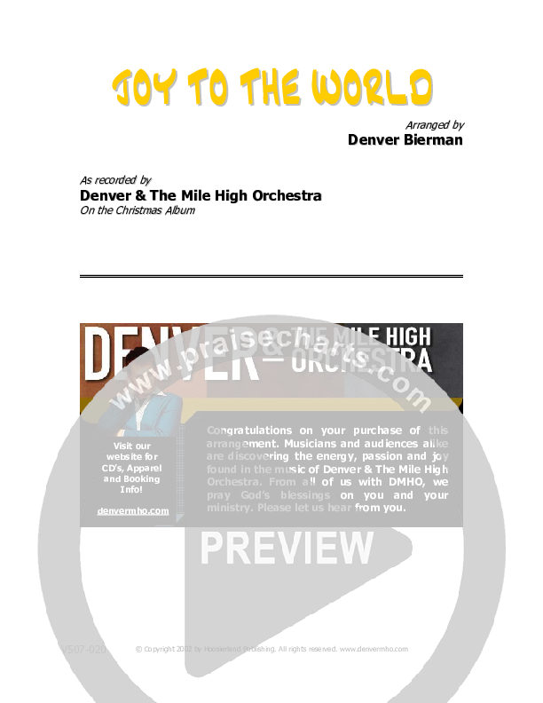 Joy To The World Orchestration (Denver Bierman)