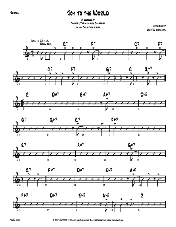 Joy To The World Rhythm Chart (Denver Bierman)