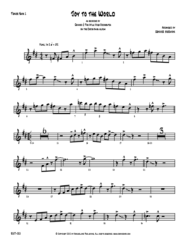 Joy To The World Tenor Sax 1/2 (Denver Bierman)