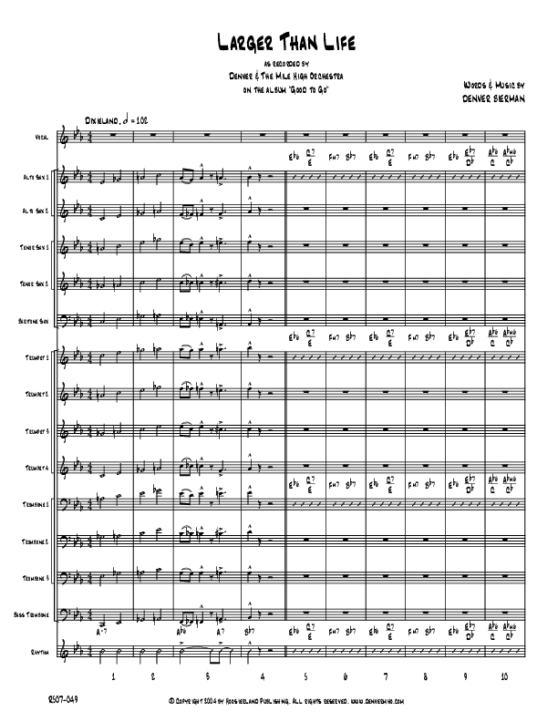 Larger Than Life Conductor's Score (Denver Bierman)