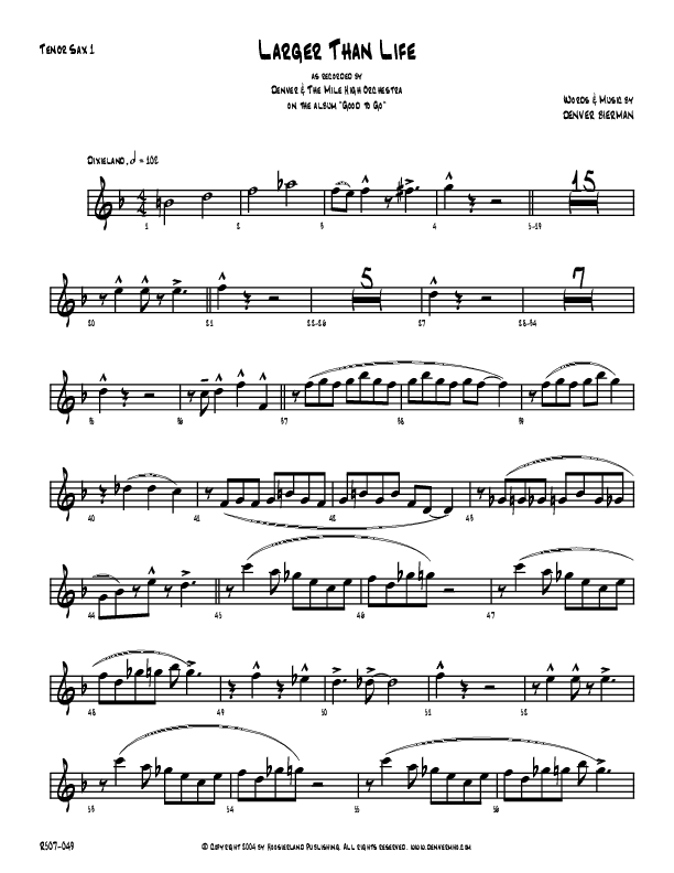 Larger Than Life Tenor Sax 1/2 (Denver Bierman)